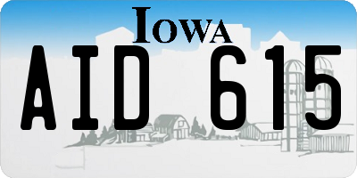 IA license plate AID615