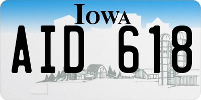 IA license plate AID618