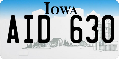IA license plate AID630