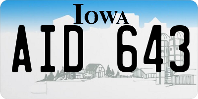 IA license plate AID643