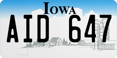 IA license plate AID647