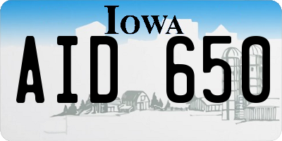 IA license plate AID650