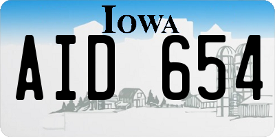 IA license plate AID654