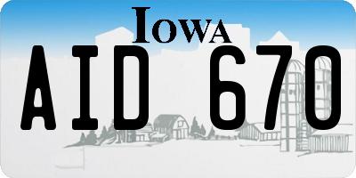 IA license plate AID670