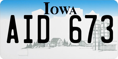 IA license plate AID673