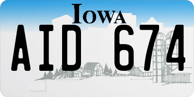 IA license plate AID674