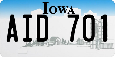 IA license plate AID701