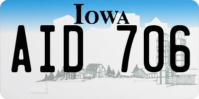 IA license plate AID706