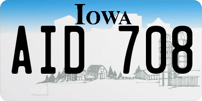 IA license plate AID708