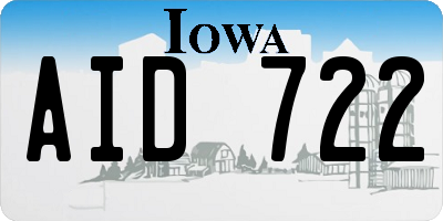 IA license plate AID722