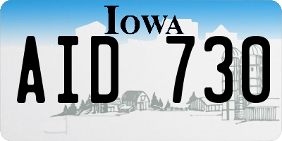 IA license plate AID730