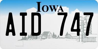 IA license plate AID747