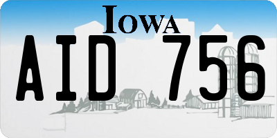 IA license plate AID756