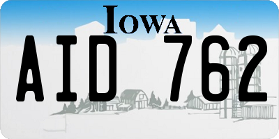 IA license plate AID762
