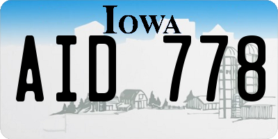 IA license plate AID778