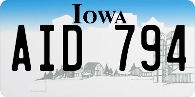 IA license plate AID794