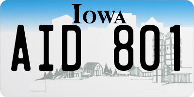 IA license plate AID801