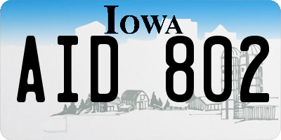 IA license plate AID802