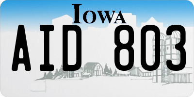 IA license plate AID803