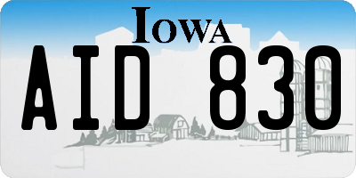 IA license plate AID830