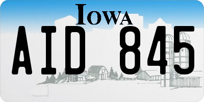 IA license plate AID845