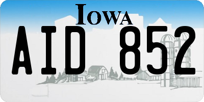 IA license plate AID852