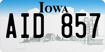 IA license plate AID857