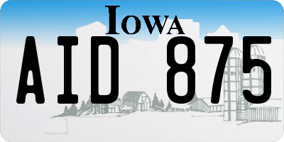 IA license plate AID875