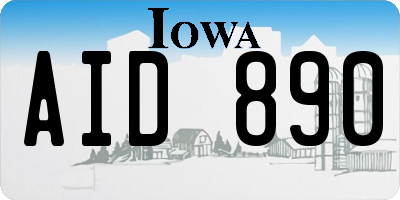 IA license plate AID890