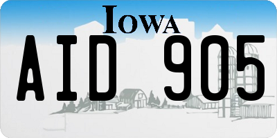 IA license plate AID905