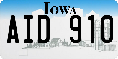 IA license plate AID910