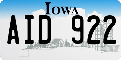 IA license plate AID922