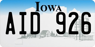 IA license plate AID926