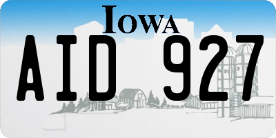 IA license plate AID927