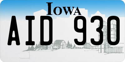 IA license plate AID930