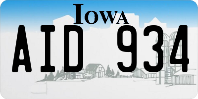 IA license plate AID934