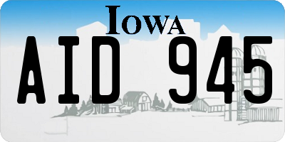 IA license plate AID945