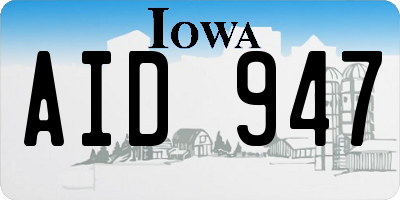 IA license plate AID947