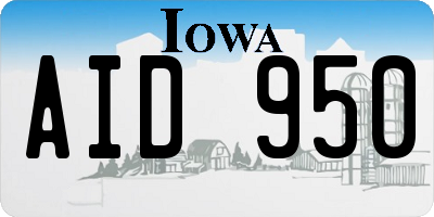 IA license plate AID950