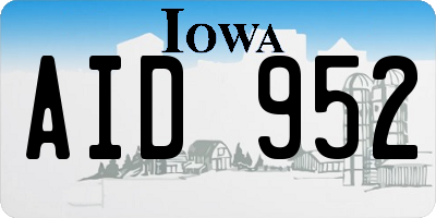 IA license plate AID952