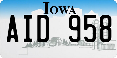 IA license plate AID958