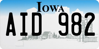 IA license plate AID982