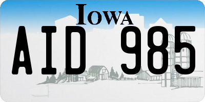IA license plate AID985