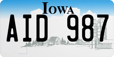 IA license plate AID987