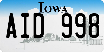 IA license plate AID998