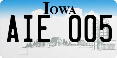 IA license plate AIE005