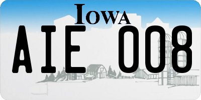 IA license plate AIE008
