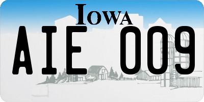 IA license plate AIE009