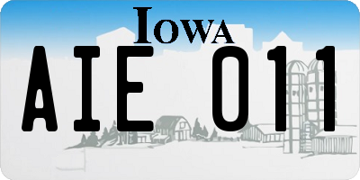 IA license plate AIE011