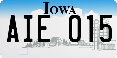 IA license plate AIE015